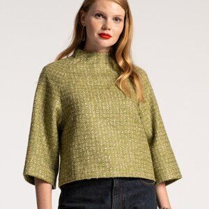 Lily Funnelneck Top Cedar Boucle Wool Green
